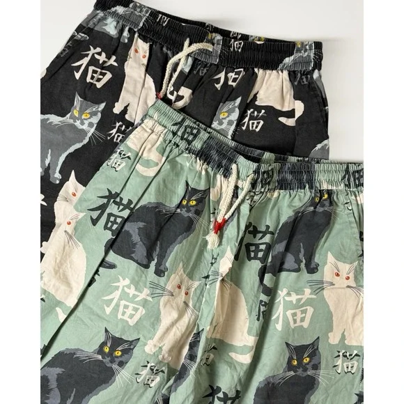 Kidoriman NekoKiti Baggy Cropped Cat Pants 2 Pairs Japanese Streetwear 2XL - Picture 9 of 12